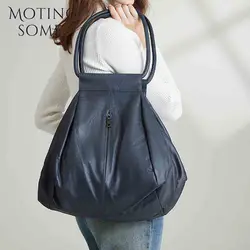 Motingsome Fashionable Woman Bag High Quality Frist Layer Cowhide Handbag Oversize Lady Casual Tote Roomy Daily Purses 2024 New