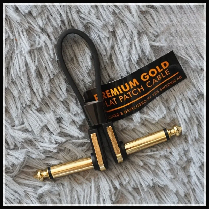 Flat Gold Plated Plug Short Patch Cable for Guitar Bass Effect Pedal Low Profile Low Noise Space Saving Audio Cord