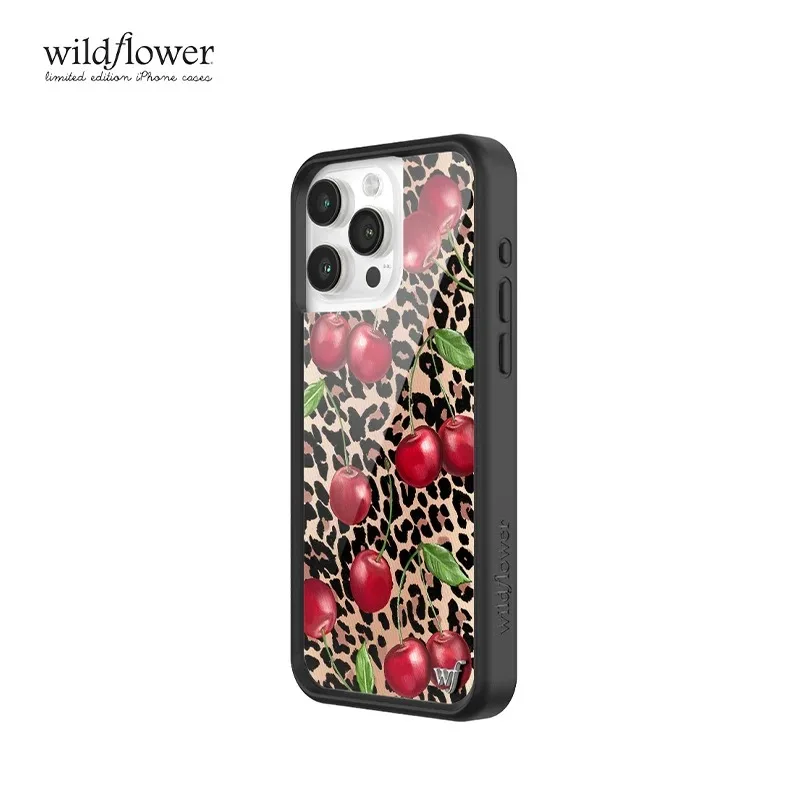 الفاخرة ثلاثية الأبعاد الكرز مثير ليوبارد الزهرة البرية آيفون 12 13 14 15 16 برو ماكس زائد 17 برو ماكس البرية لطيف لينة حواف غطاء