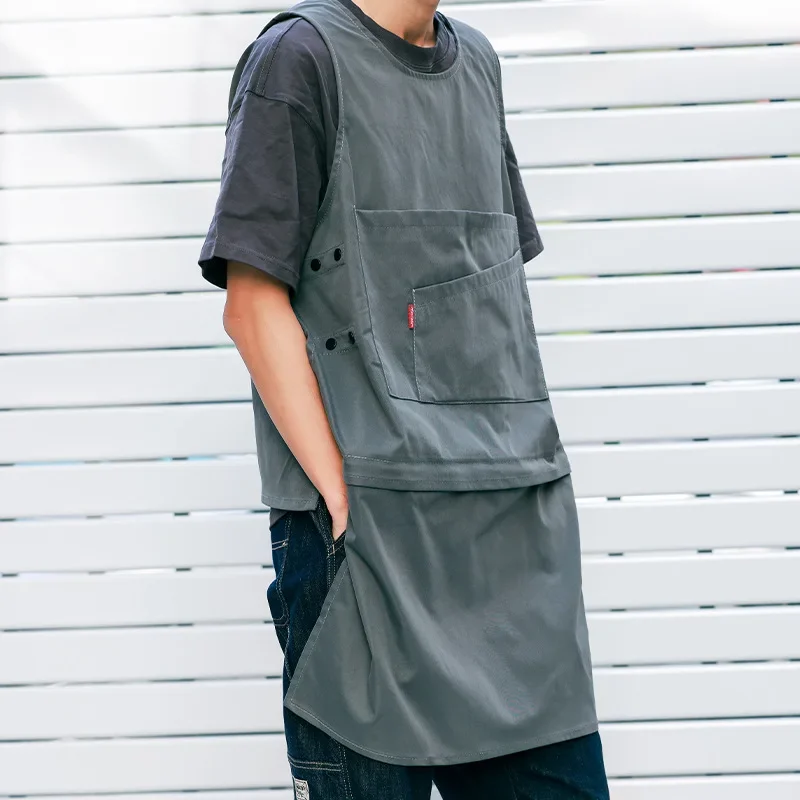 Fashion Sleeveless Apron Smock Removable Customized Logo Kitchen Work Clothes Men and Women Workwear Apron