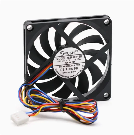Ultra thin dual ball 80mm 12V 24V silent PWM intelligent temperature control CPU chassis cooling fan 80x80x10mm