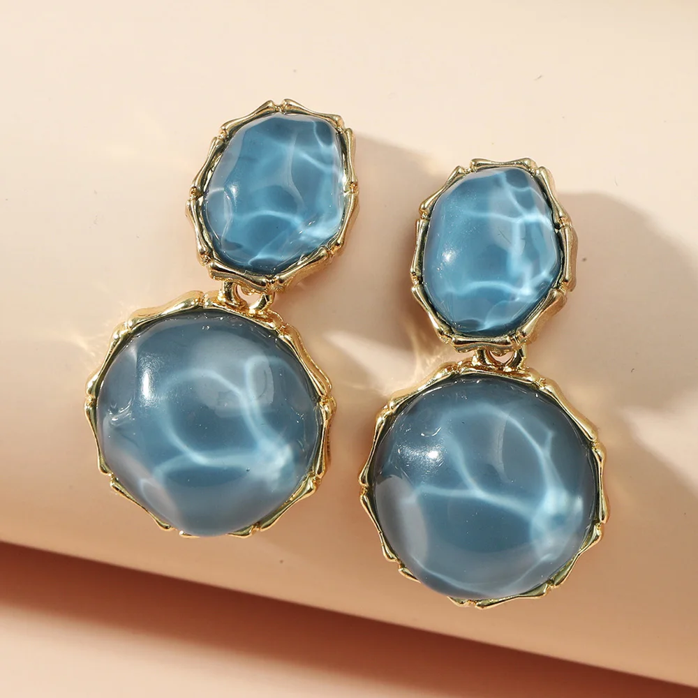 Creative Design Water ripple Resin Women\'s Earrings Fashion Summer Irregular Geometry Candy Color Earrings Jewelry