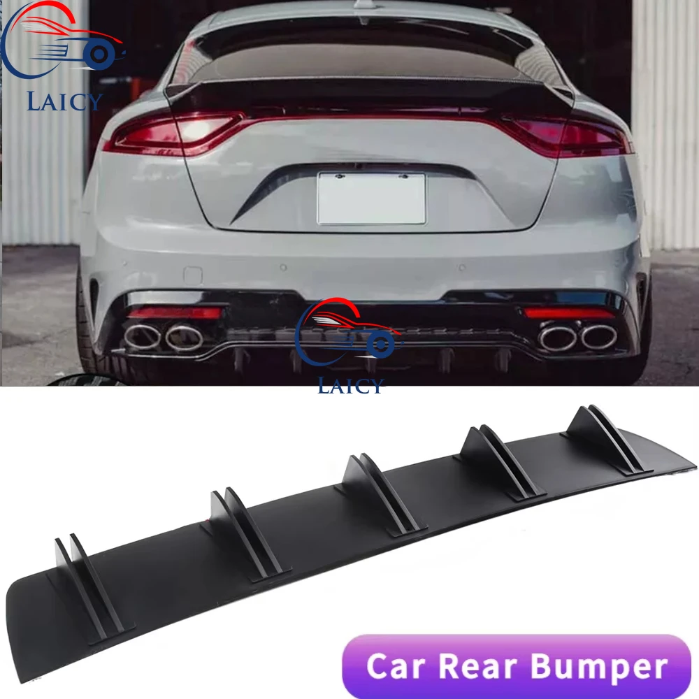 LAICY For Kia Stinger 2018-2023 Car Rear Diffuser Shark Fins Bumper Splitter Chin Spoiler Lip Black Shunt Rear Bumper Lip Black