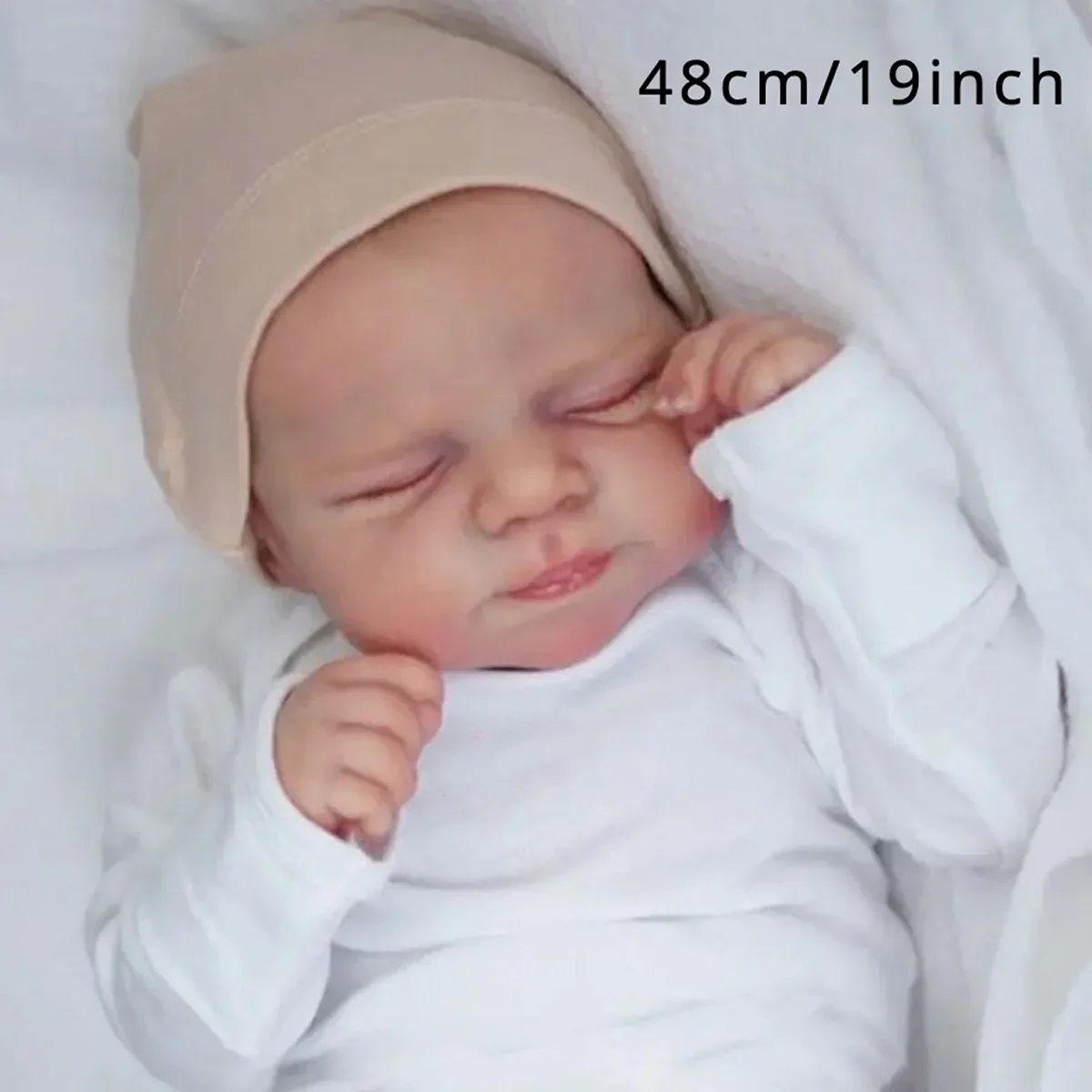 ตุ๊กตาเด็กทารก Risbecko ขนาด 19 นิ้ว ทาสีเสร็จแล้ว - ตุ๊กตาเด็กทารกแรกเกิดทำมือ ของเล่นเด็กผู้หญิง