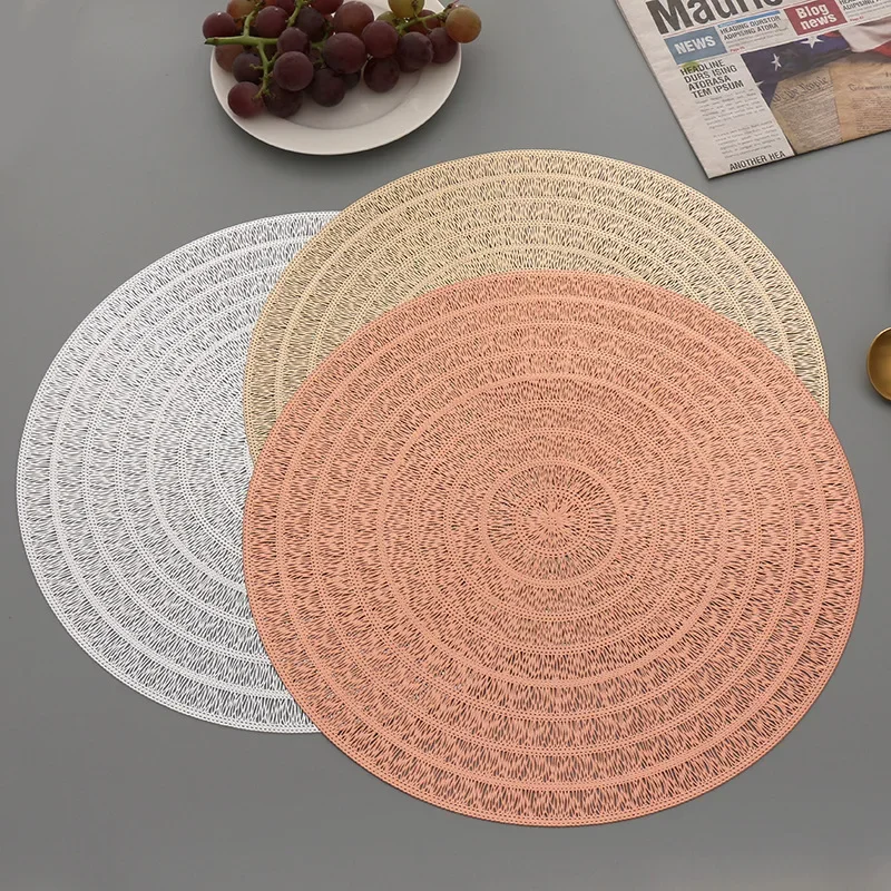 Creative Placemat Ins Style Nordic Anti-hot Circular Decoration Hollow Insulation Household Solid Color Hot Gold Table Mat