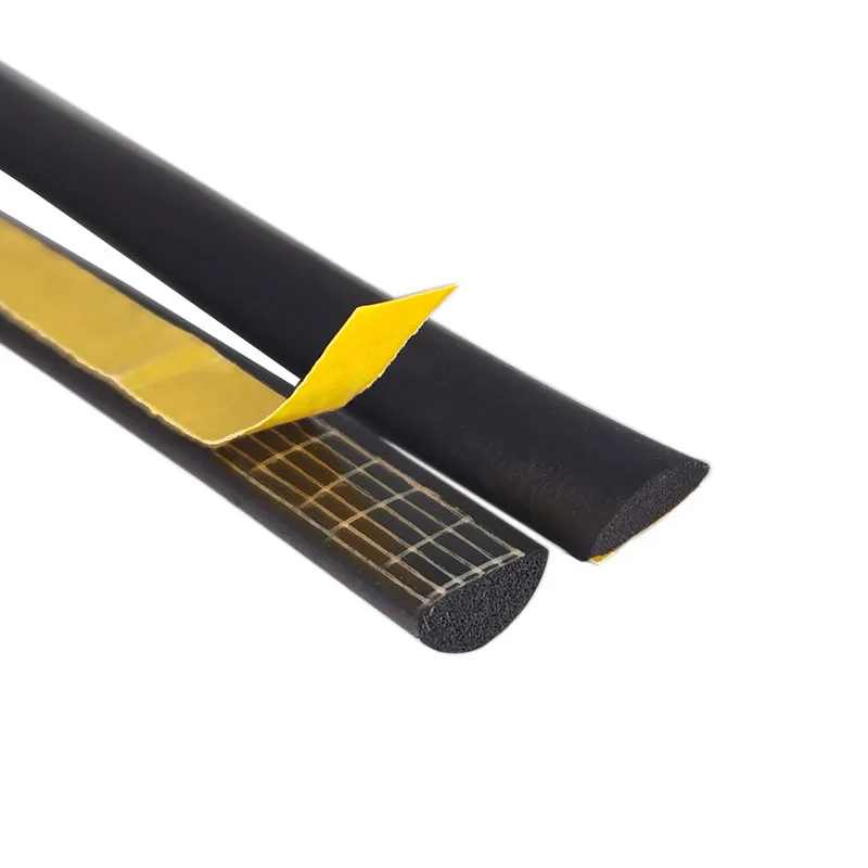 1/10M EPDM Foam Semicircle Sealing Strip Self-adhesive Sear-resistant Single-sided Adhesive Sealing Strip T: 2~45mm W:10~50mm