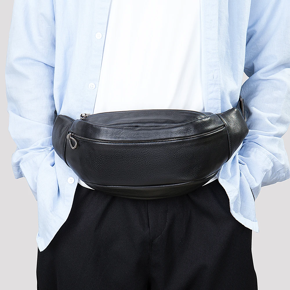 MVA Waist Pack Male Fanny Pack Casual Genuine Leather Waist Bag Men Belt Bags For Mobile Phone Fashion Shoulder Bag Husband