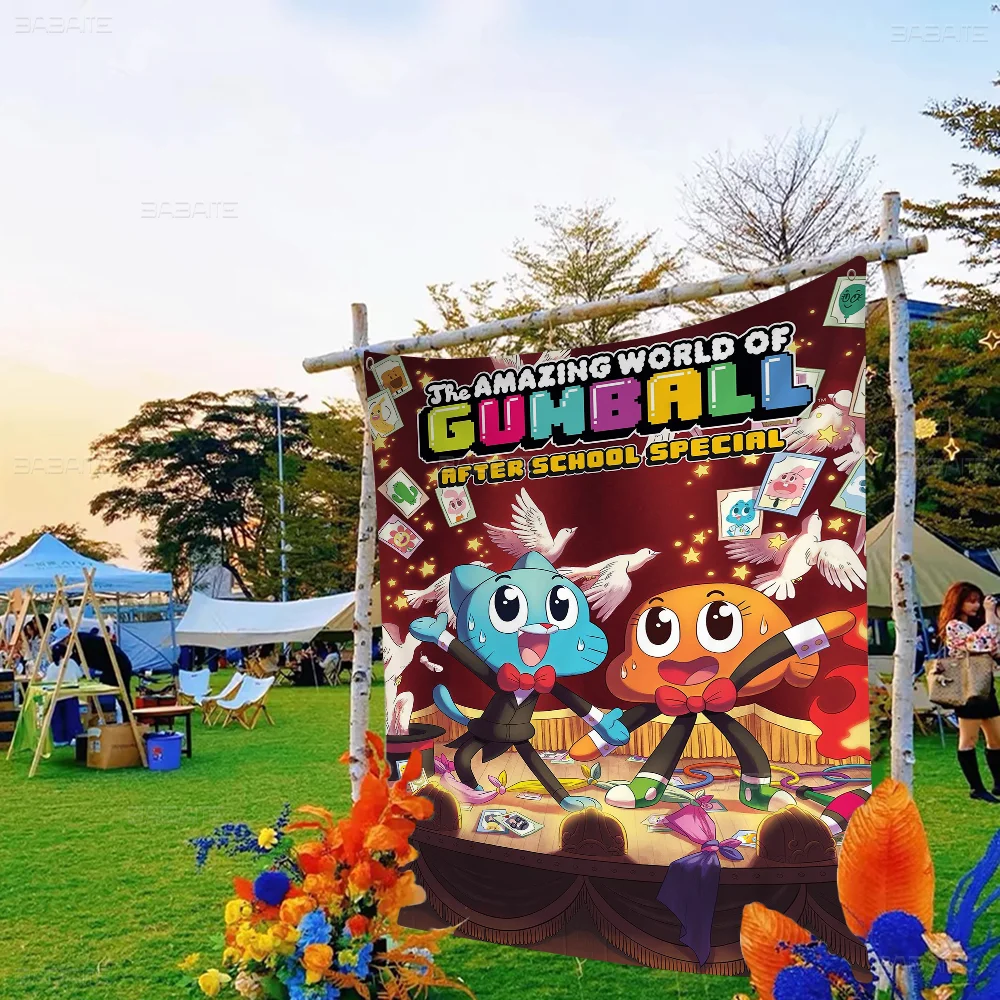 مدهش مضحك W-world من Gumball الكرتون العلم الجدار شنقا راية الديكور ديكور المنزل المنزلي