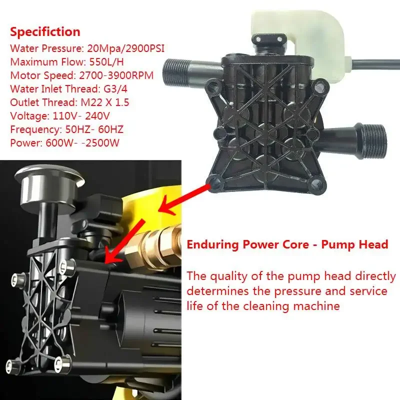 2900PSI 2500W High Pressure Self Priming Diaphragm Water Pump Washer Cleaning Machine Car Wash Pump Sprayer