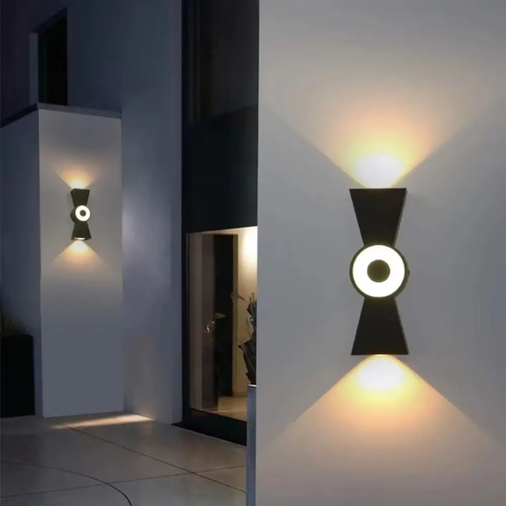 Waterproof LED Outdoor Wall Light Aluminum Alloy Housing Rust Resistant Double Head Up Down Light Bowtie Shape Soft Warm Light