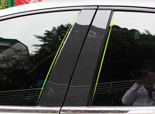 Carbon Fiber Pillar Posts Door Trim Cover Kit For KIA Seltos 2020 2021 2022 2023