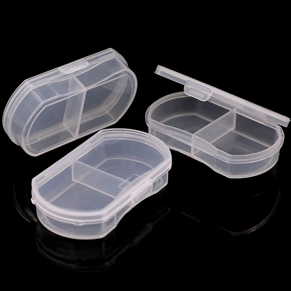 

1/5/10pcs 2 Grids Mini Plastic Storage Organizer Dividers Box Container For Small Jewelry Earrings Nail Pins Crafts Storage