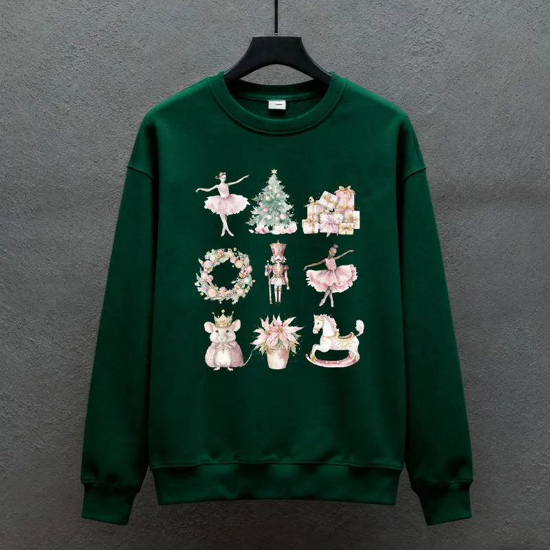 بلوزات كسارة البندق المائية قميص طويل الأكمام الأسرة عيد الميلاد الزي احتفالي الجرافيك المحملة عيد الميلاد طاقم النساء الطالبات