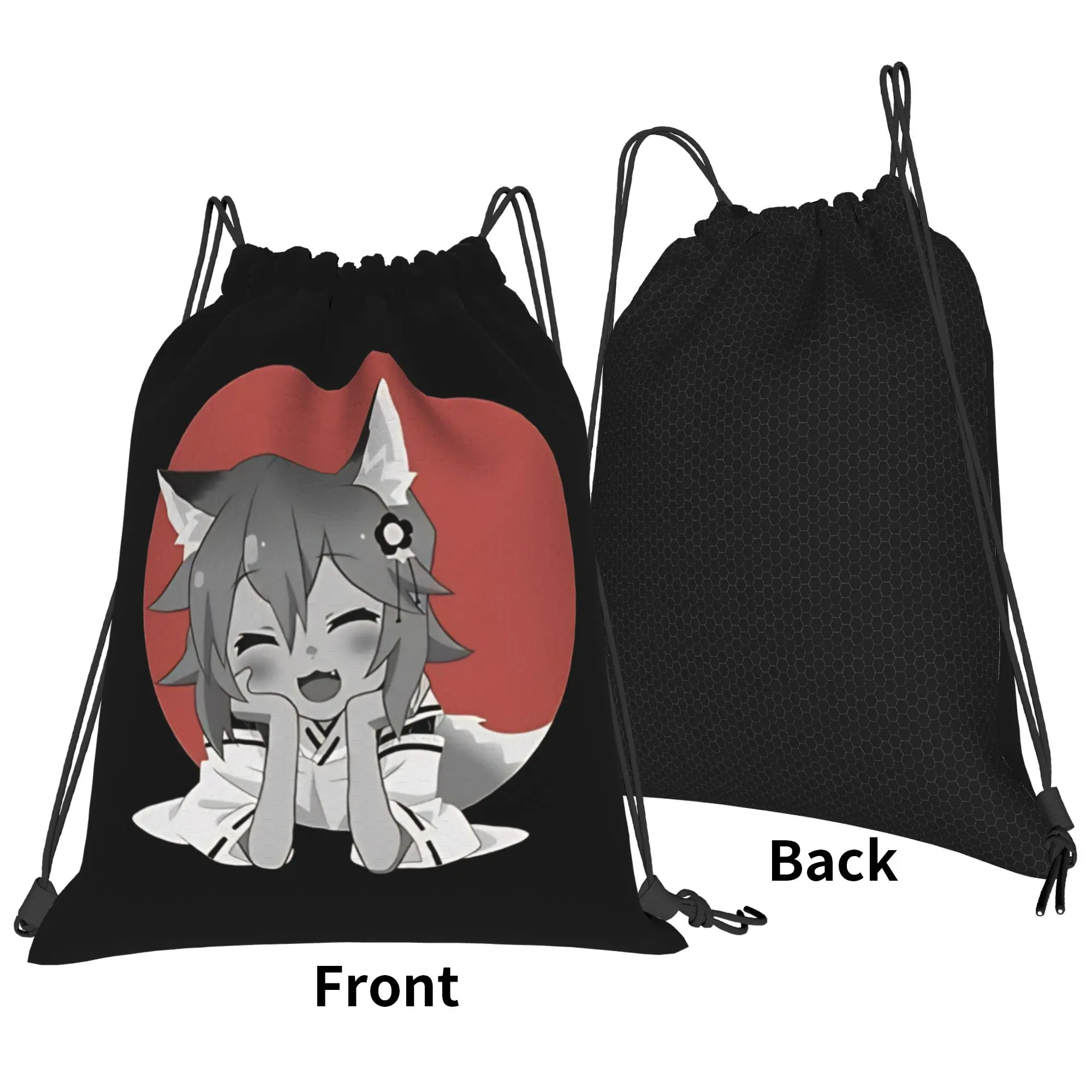 Senko kawaii fox girl Portable Hiking Riding Gym Drawstring Storage Sporty Backpacks