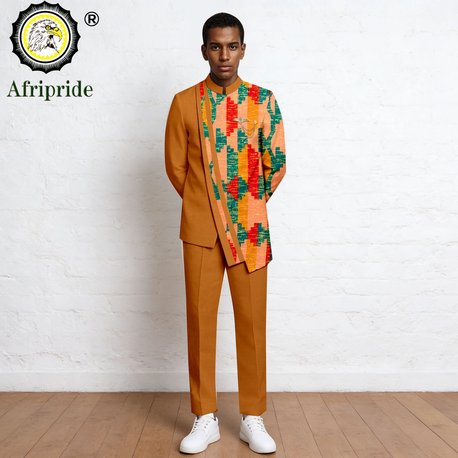 

Men`s Business Suits Brooch Blazer and Pants 2 Piece Set Plus Size African Clothes Print Outfits Bazin Riche Attire 2616013
