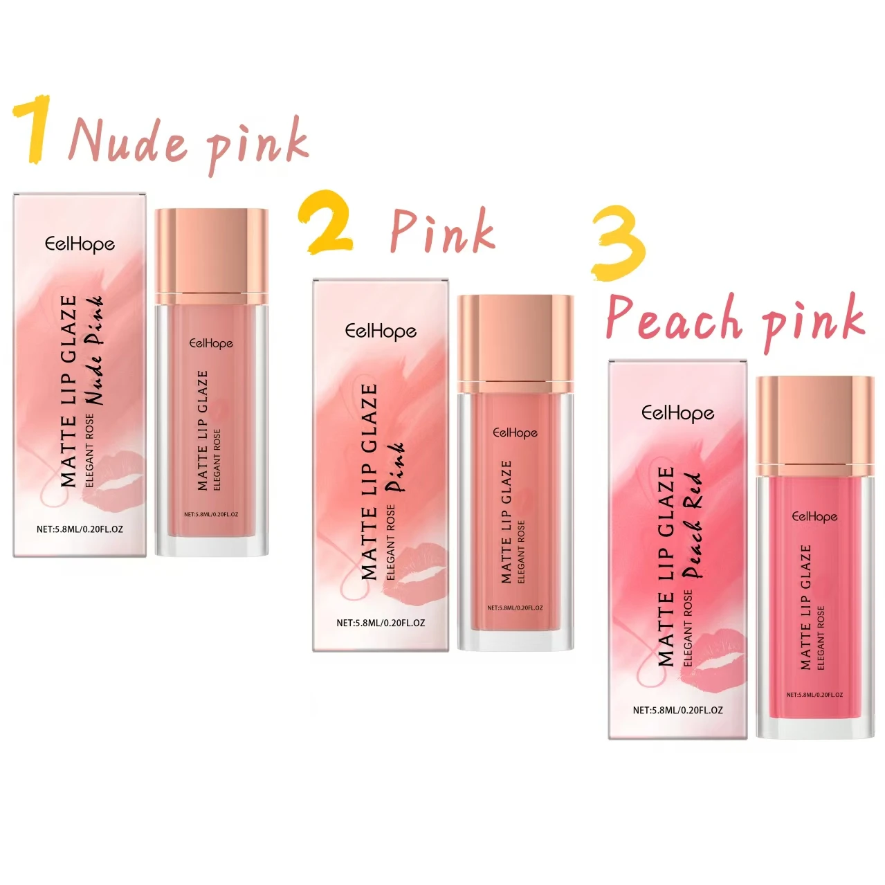 Leichter, mattierter Samt-Lippenstift, leicht zu färben, Glanz-Set, wasserfest, aufpolsternd, für alle Hauttypen, Make-up für Frauen bis zu 24 Stunden