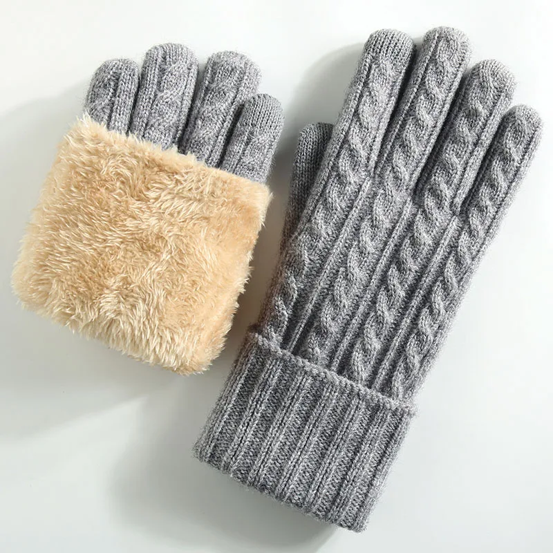 New Winter Cable Knit Gloves High Elastic Stretch Fit Warm Non-restraint Knitted Gloves for Men Women Outdoor Driving Cycling