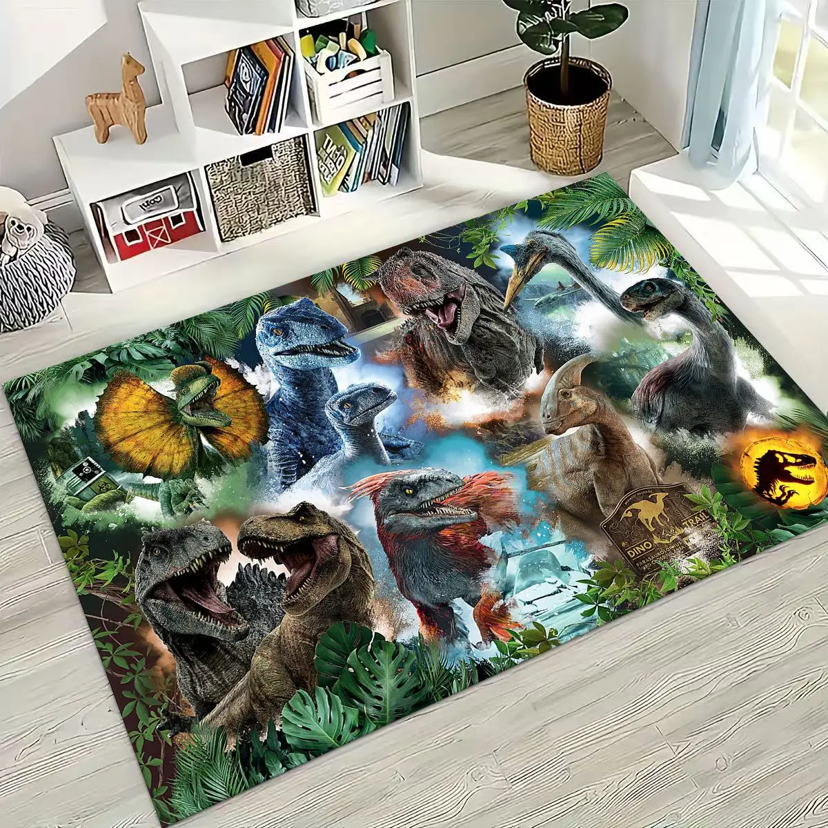 

Classic Jurassic Park Dinosaur Movie Tyrannosaurus Rex Rug for Bedroom Living Room Sofa Home Doormat Decor,Non-slip Floor Mat