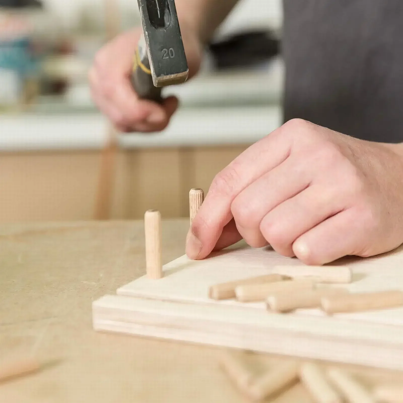 ไม้เนื้อแข็ง Dowels ไม้ Dowels อุปกรณ์เสริม Chamfered Chamfered Fluted Pin คุณภาพสูงอุตสาหกรรมใหม่ไม้ Dowels ร่อง