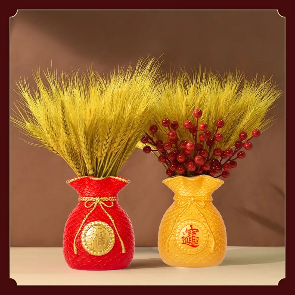 Blessed Bag Flowerpot Vase Chinese New Year Spring Festival Fortune Making Flower Arrangement Vase Plastic Festival Decoration