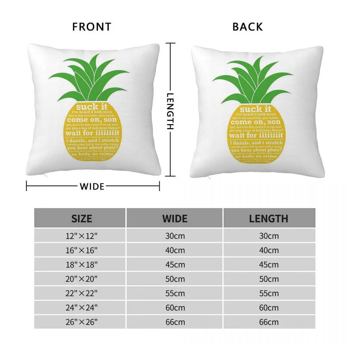 Psych Quotes Pineapple Square Pillowcase Polyester Linen Velvet Creative Decor Pillow Case Sofa Seater Cushion Cover Wholesale