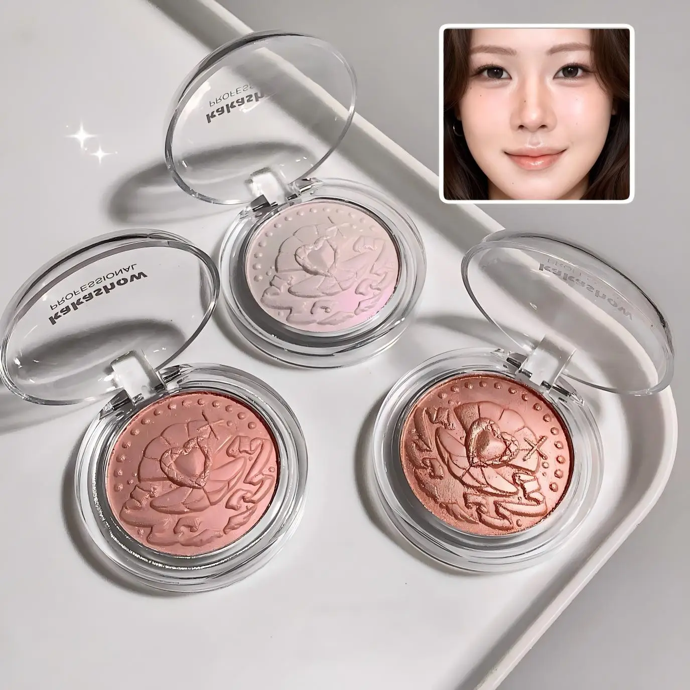 Kakashow relief high gloss powder delicate ointment, purple orange silver shimmer, suitable for women's date party makeup