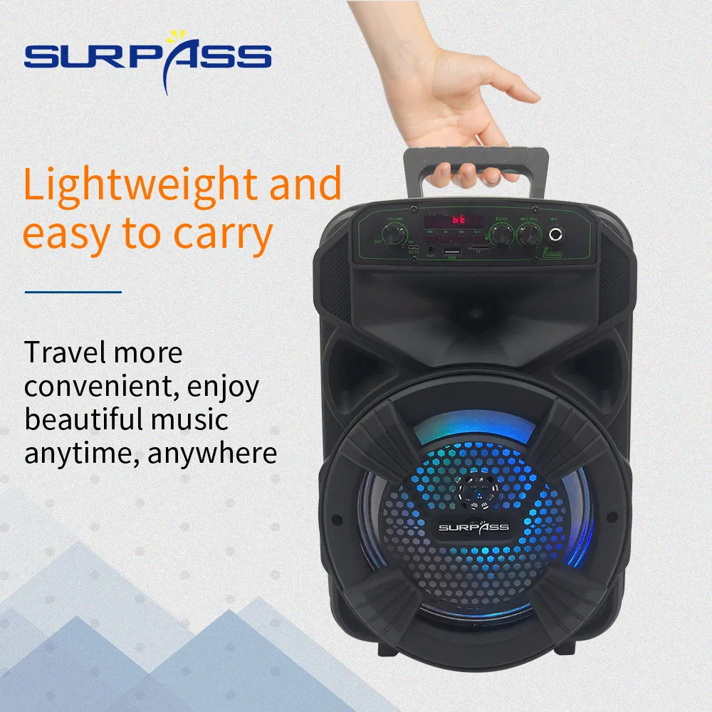 휴대용 스마트 블루투스 무선 스피커, 야외 스테레오 다기능 음악 확성기, 노래방 파티 피크닉용, 8 인치