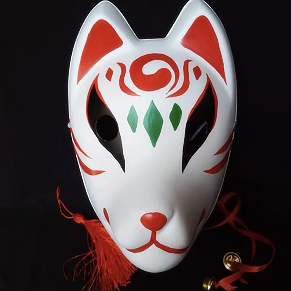 Hand Painted Updated Anbu Mask, Japanese Kitsune Fox Mask Full Face Thick PVC for Cosplay Costume Designer Mask