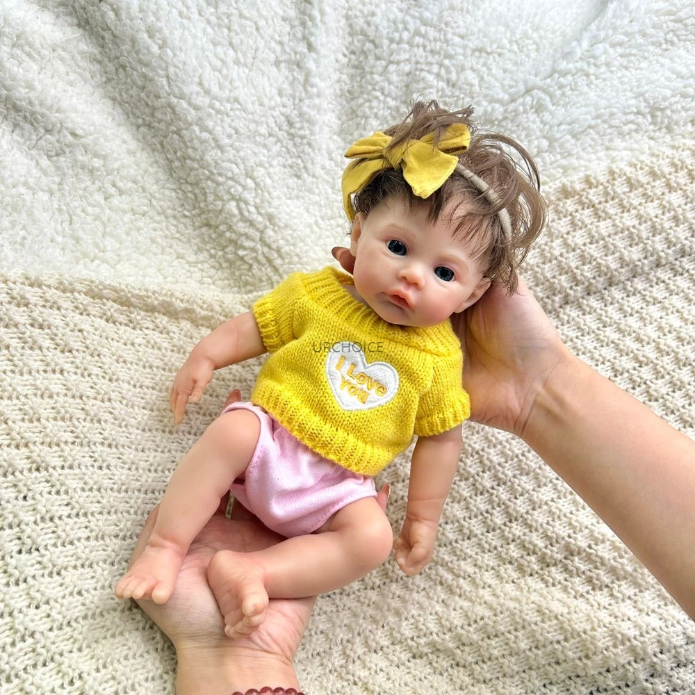 

Mini 12Inch Full Soft Silicone Reborn Baby Girl Meadow Washable Body Lifelike Details 3D Skin Doll Birthday Christmas Gift