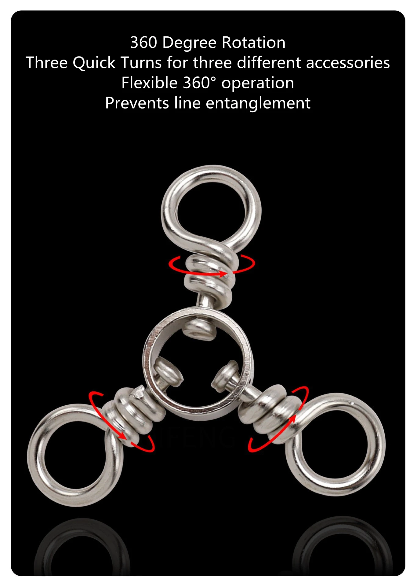 ZYZHE Dreifach-Wirbel aus Edelstahl für Meeresfischerei, Dreifachverbinder mit Festem Ring, Angelzubehör, 3-Wege-Wirbel-Rig – Detail 4