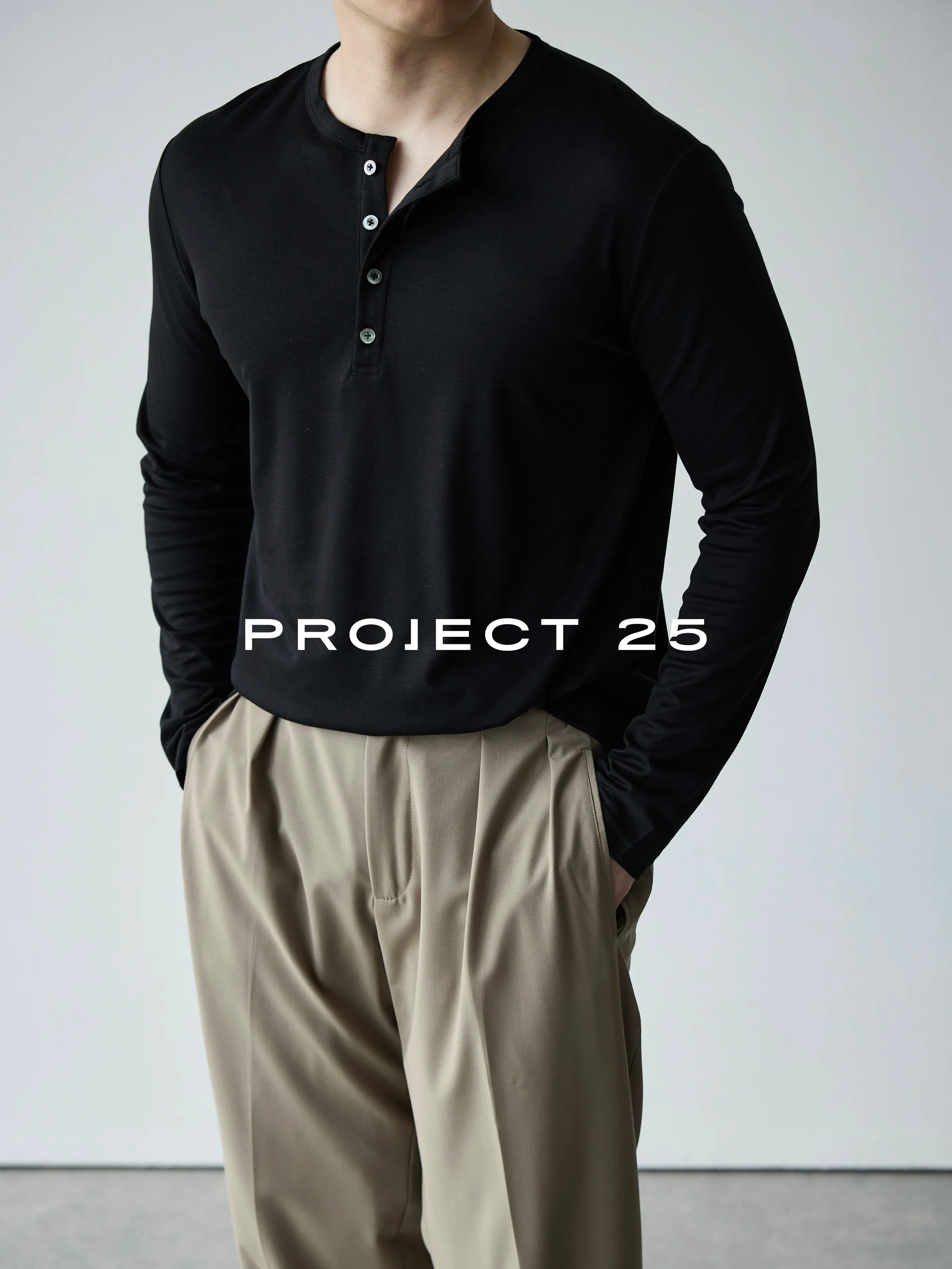 PROJECT 25 Men's Wool Blend 4-Button Henley Long Sleeve Tee | Silky Soft