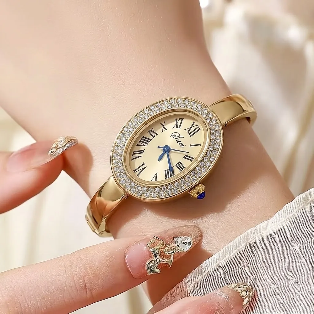 Ladies' oval Roman scale quartz watch, with a light luxury and unique design, is a preferred gift for anniversaries, birthdays