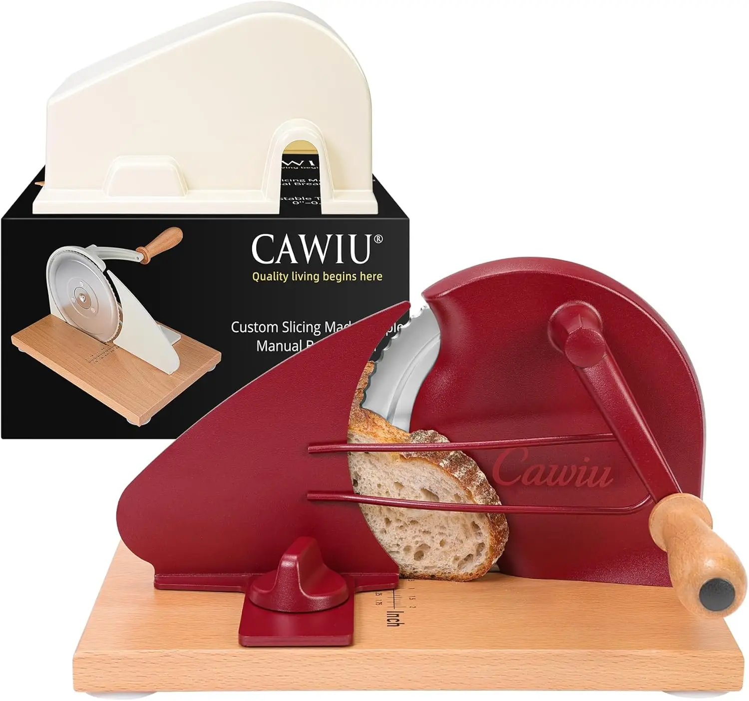 

Manual Bread Slicer with Adjustable Thickness, Hand Crank, and Suction Cups for Perfect Homemade Bread Slices