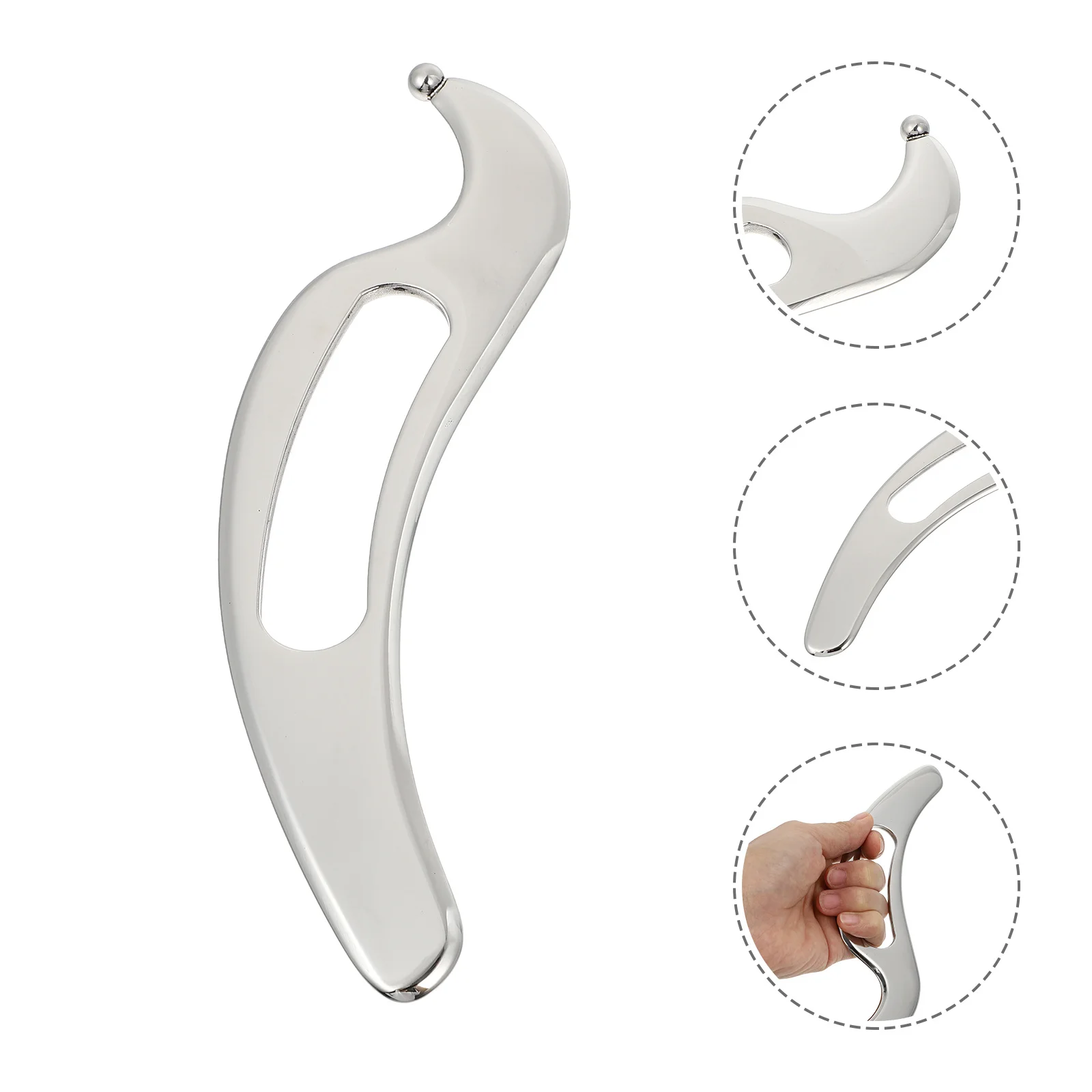 1 قطعة لوح مكشطة غوا شا من الفولاذ المقاوم للصدأ المتين حواف مصقولة ناعمة لاسترخاء العضلات وتخفيف التوتر وجسم الوجه