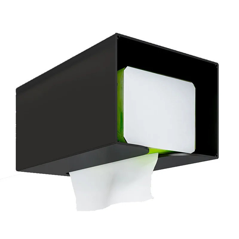 Space Aluminum White/Black Punch-Free Toilet Tissue Holder Bathroom Shelf Wall Mounted Kitchen Pumping Paper Box Storage Rack