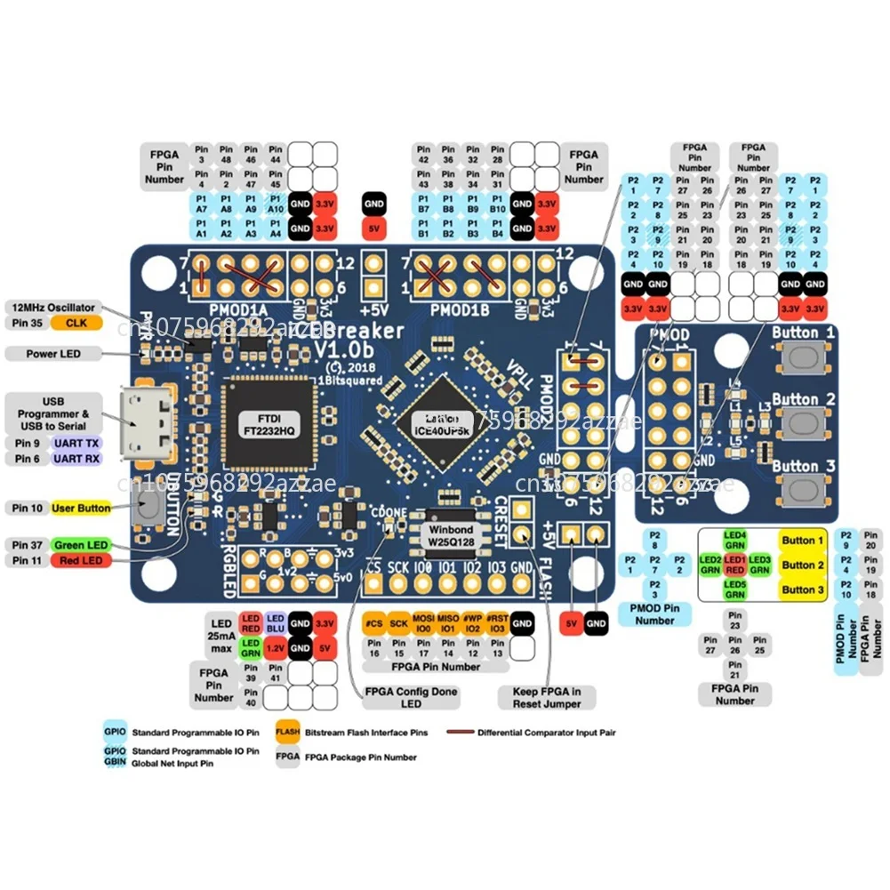 1.0E FPGA شعرية ICE40UP5K مجلس التنمية RIS #6