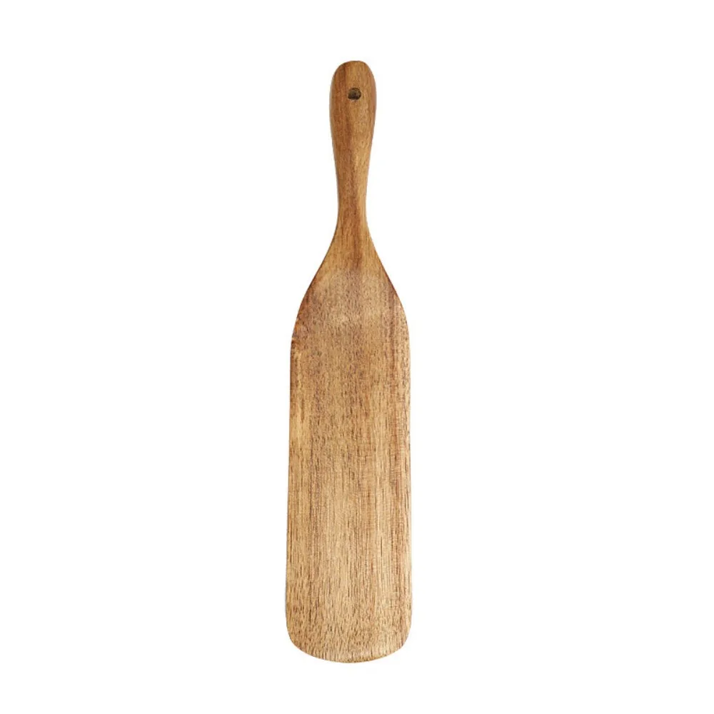 

Teak Wood Wooden Spatula Non-Stick Slotted Design Steak Shovel Long Handle Multi-functional Sourdough Spurtle Dim Sum