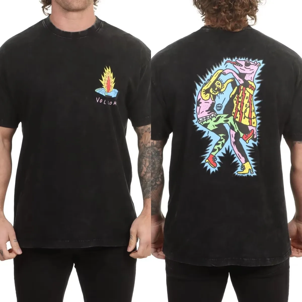 Stone Blank Volcom Skateboarding Surfing Outdoor-Sport-Trend-Marke Grafik-T-Shirt aus Baumwolle für Herren und Damen, Streetwear-T-Shirt – Detail 2
