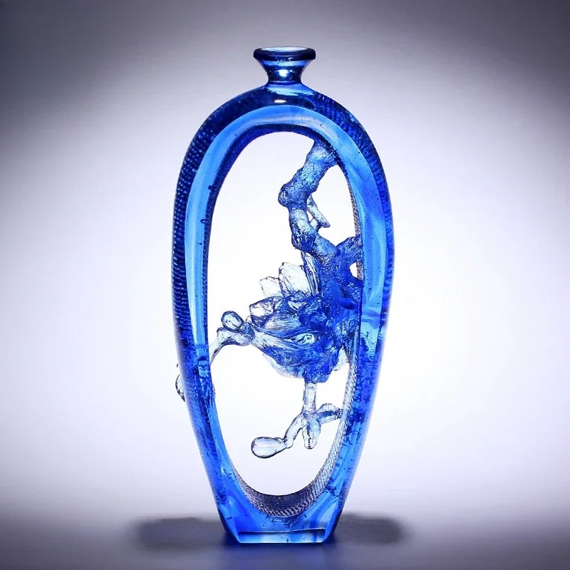 عمل فني مزجج مزهرية ماغنوليا زخرفة كريستال غرفة المعيشة مدخل خزانة الجدول الديكور هووسورمينغ هدية حروف