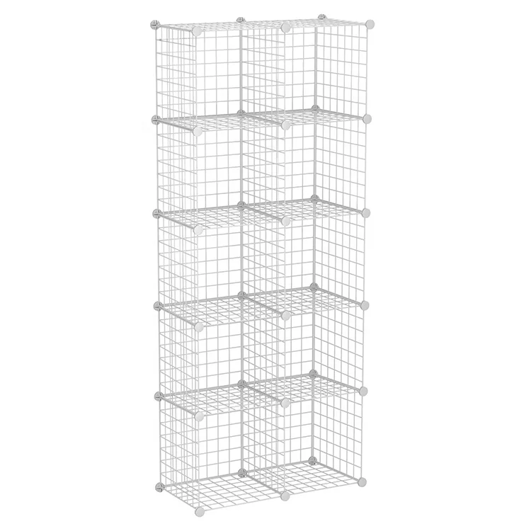 10-Cube Grids Storage Bins Modular Bookshelf Closet Cabinet Shelf Wire Cube Storage Organizer