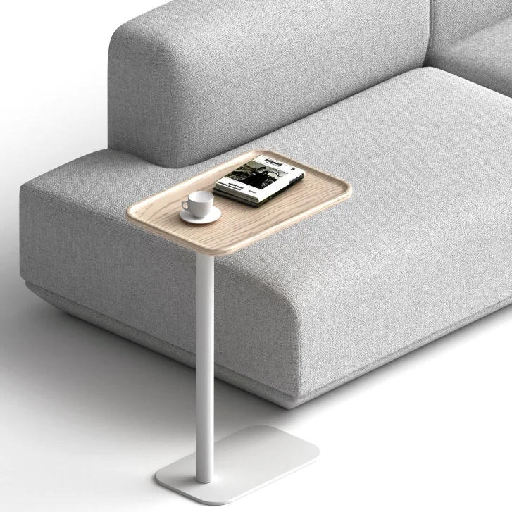 *High Quality Cheap Modern Smart Living Room Side Table Furniture Top Walnut Leg Black Iron Metal Laptop Small Corner Tables