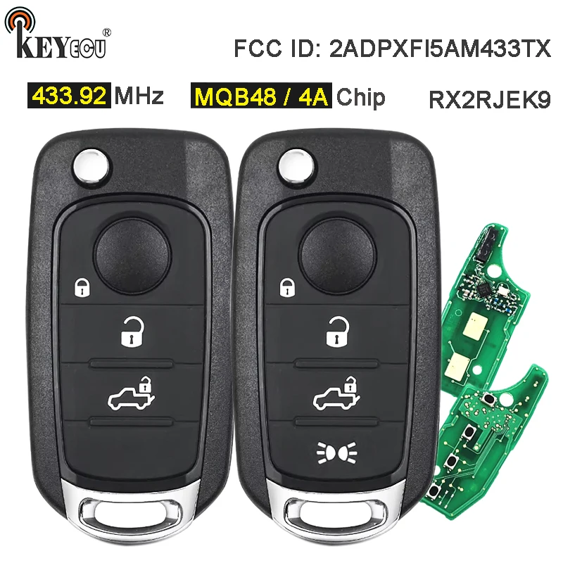 

KEYECU 433.92MHz 4A / MQB48 Chip 2ADPXFI5AM433TX Flip Remote Car Key Fob for Fiat Tipo Toro 500X Tipo Crono Egea 2016+