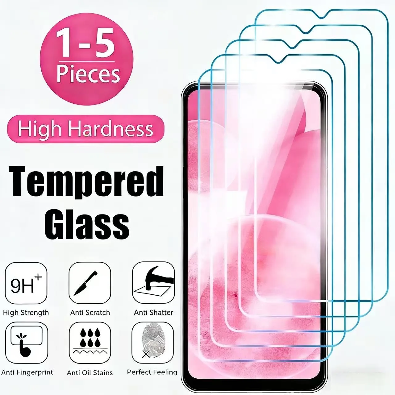 1-5PCS Tempered Glass For Samsung Galaxy A13 A14 A21S A33 A34 A51 A52 A53 A54 A72 A73 A52S 5G Screen Protector
