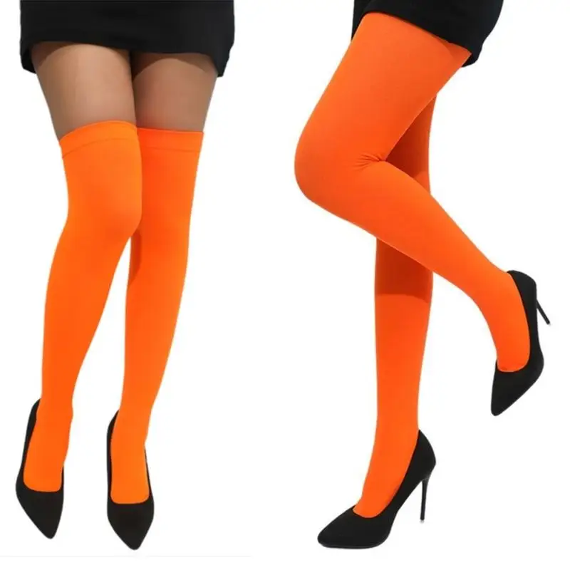 Candy Color Stockings Sexy Thigh High Stockings Women Seamless Pantyhose Large Elastic Hosiery Pant for Party Nightclub