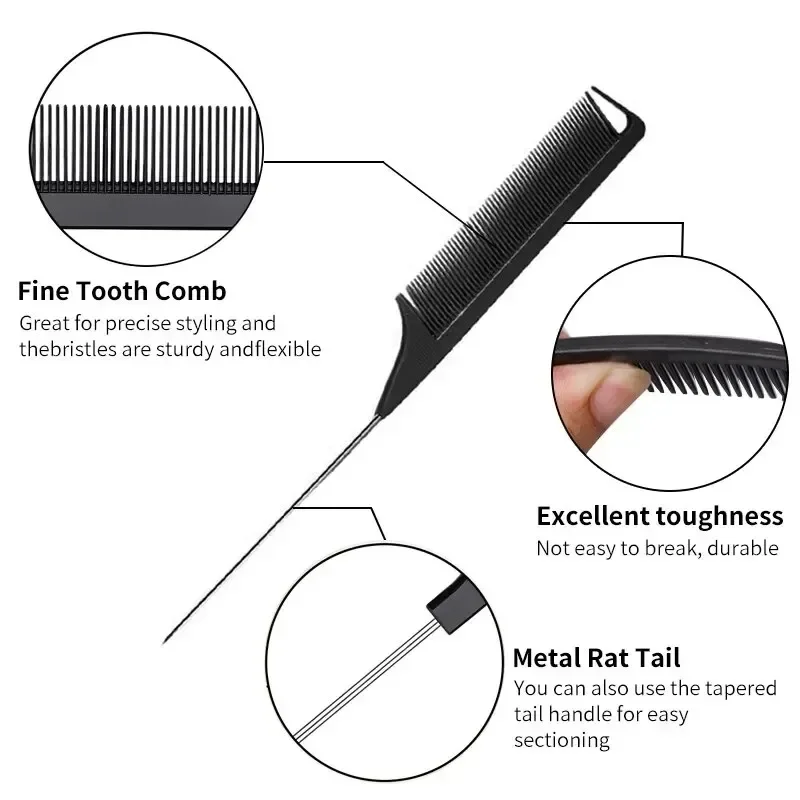 Comb Set Hair Styling Special Pointy Tail Beating Double Headed Brush Eyebrow Long Barber Children Hair Salon Tools