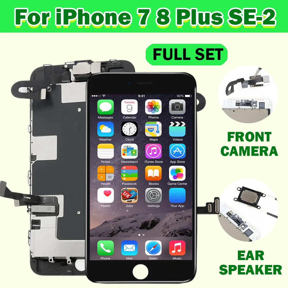 Full Set Screen For iPhone 7 8 Plus SE 2020 7P 8P LCD Display Replacement Touch Digitizer Assembly Pantalla+Front Camera+Speaker