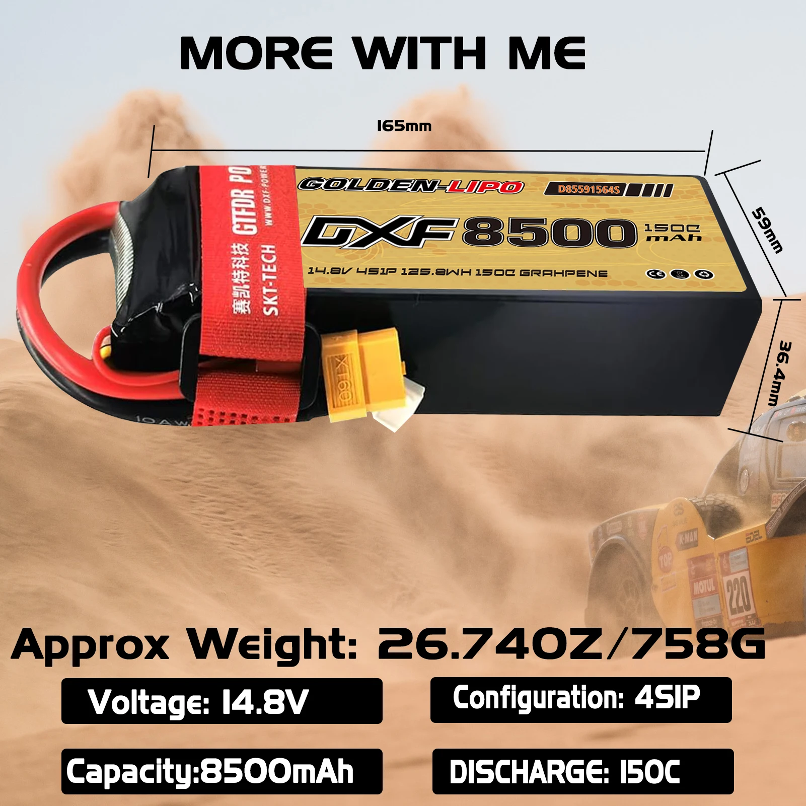 4S 리포 15.2V 8500mAh 9500mAh 10000mAh 150C DXF 배터리 XT60 플러그 하드케이스 RC 자동차 버기 트러기 오프로드 자동차 보트 트럭 비행기