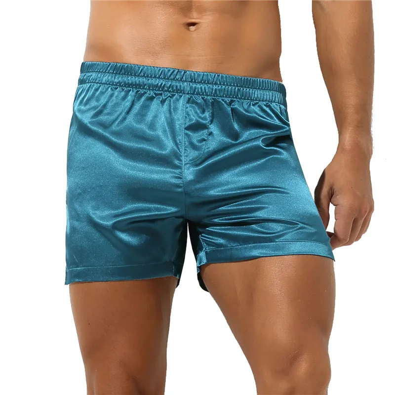 New Mens Casual Shorts Silk Satin Breathable Sleep Bottoms Summer Male Soft Comfortable Loose Homewear Lounge Pant Pajama Shorts