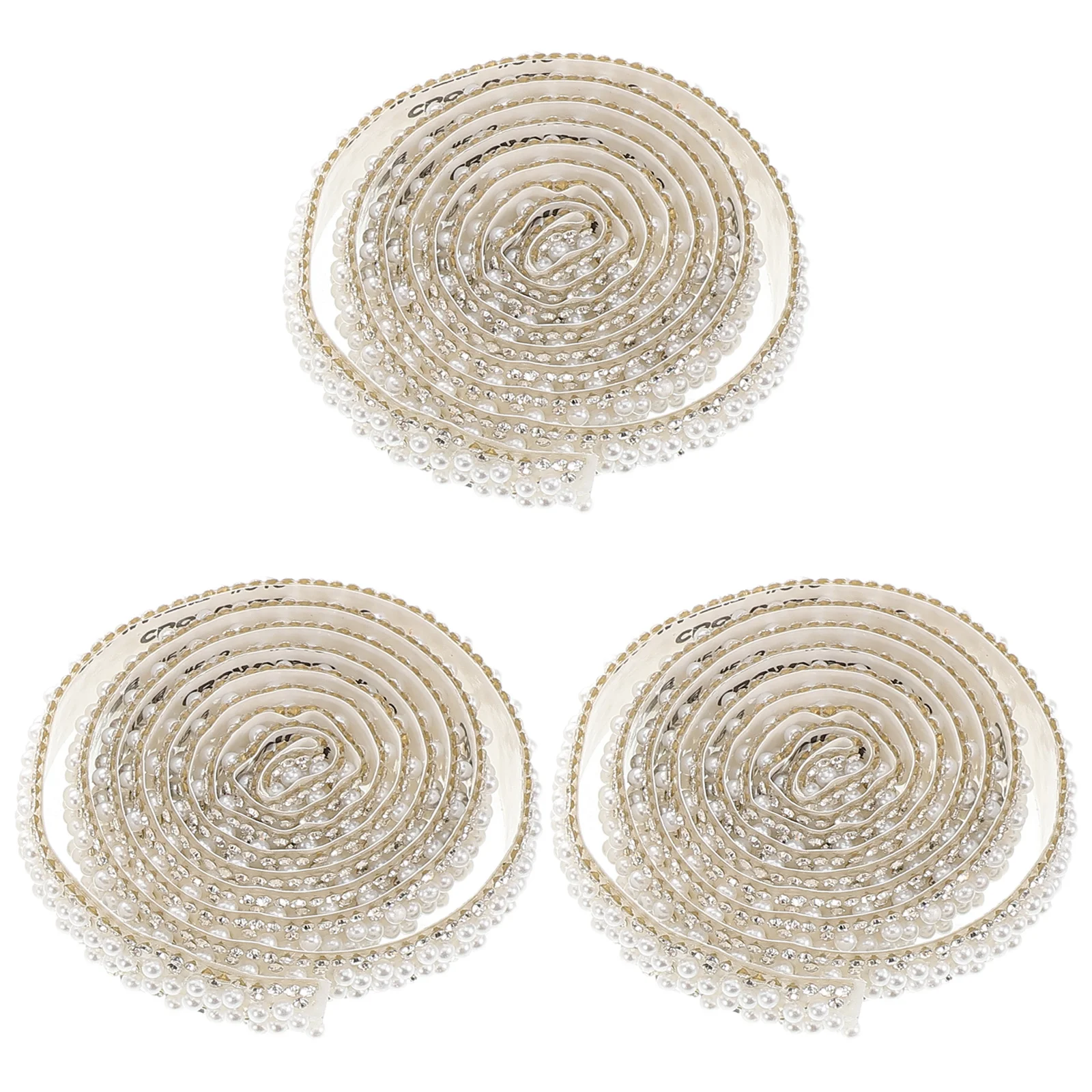 

3pcs Pearl Rhinestone Wrap Roll 1.5Cm Self-Adhesive Crystal Trim For Diy Crafts Wedding Party Decoration Handbags Shoes Bling
