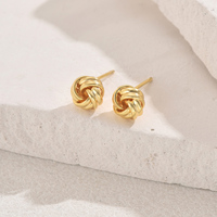 Funky Gold Color Wrapping Flowers Shaped Tiny Stud Earrings Fashion Ins Style Metal Posting Earrings Unique Knot Women's Jewelry